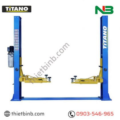 Cầu nâng xe ô tô 2 trụ giằng trên, thân bất đối xứng Italia Titano STD-6246TAD - 4.6 tấn, Cóc giật 1 bên, Chuẩn CE Châu Âu