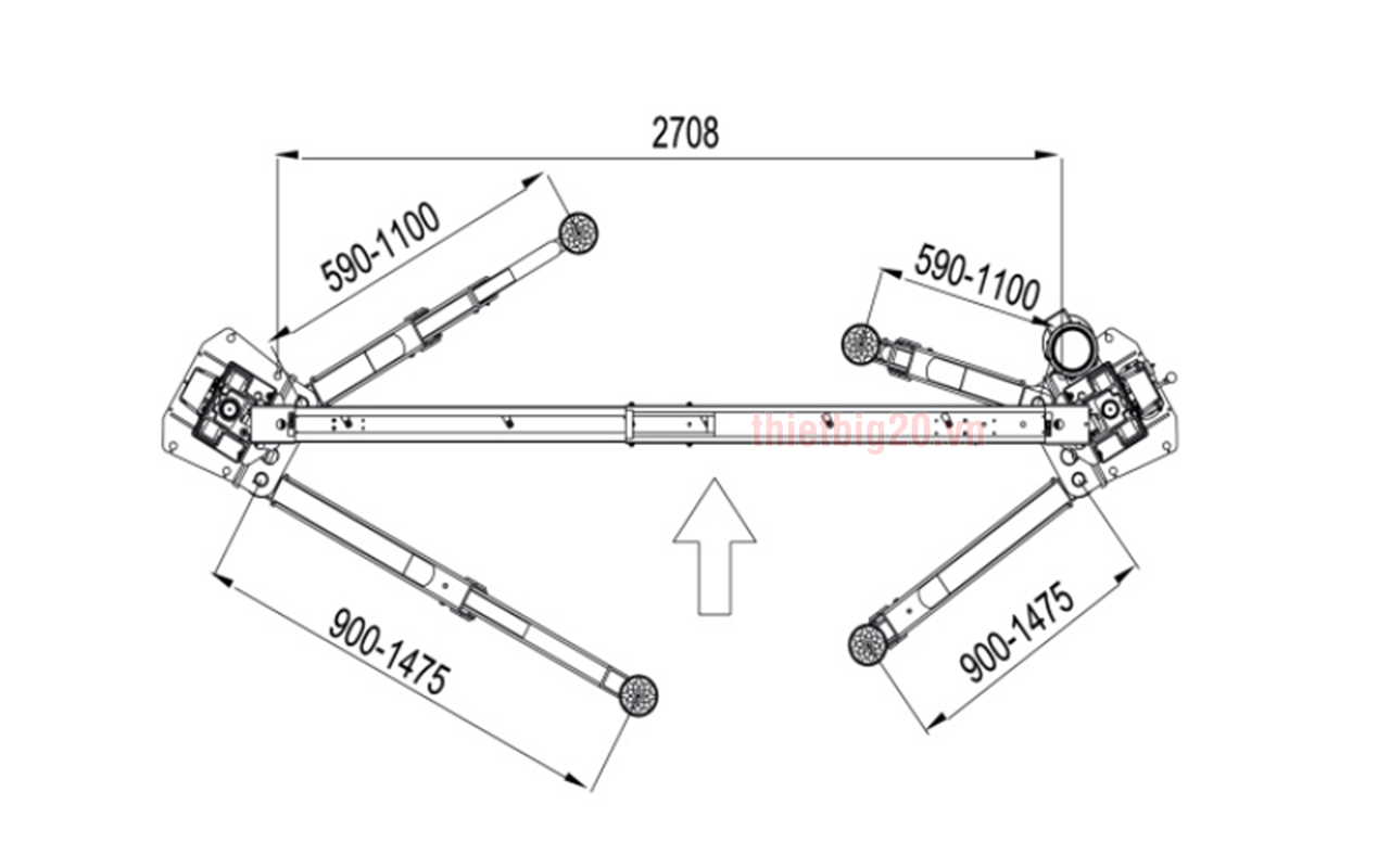 Cầu nâng xe ô tô 2 trụ giằng trên, thân bất đối xứng Italia Titano STD-6246TAD