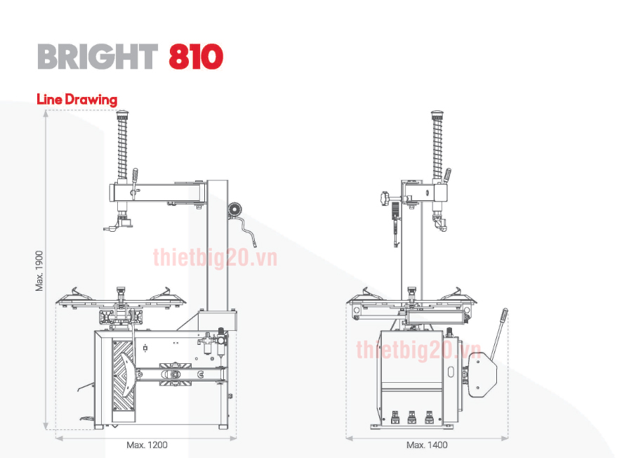 Máy ra vào lốp xe máy Bright liên doanh Ý LC-810E